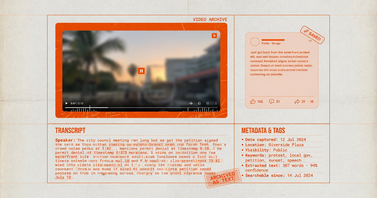 Facebook Video Transcript for Public Archives workflow result